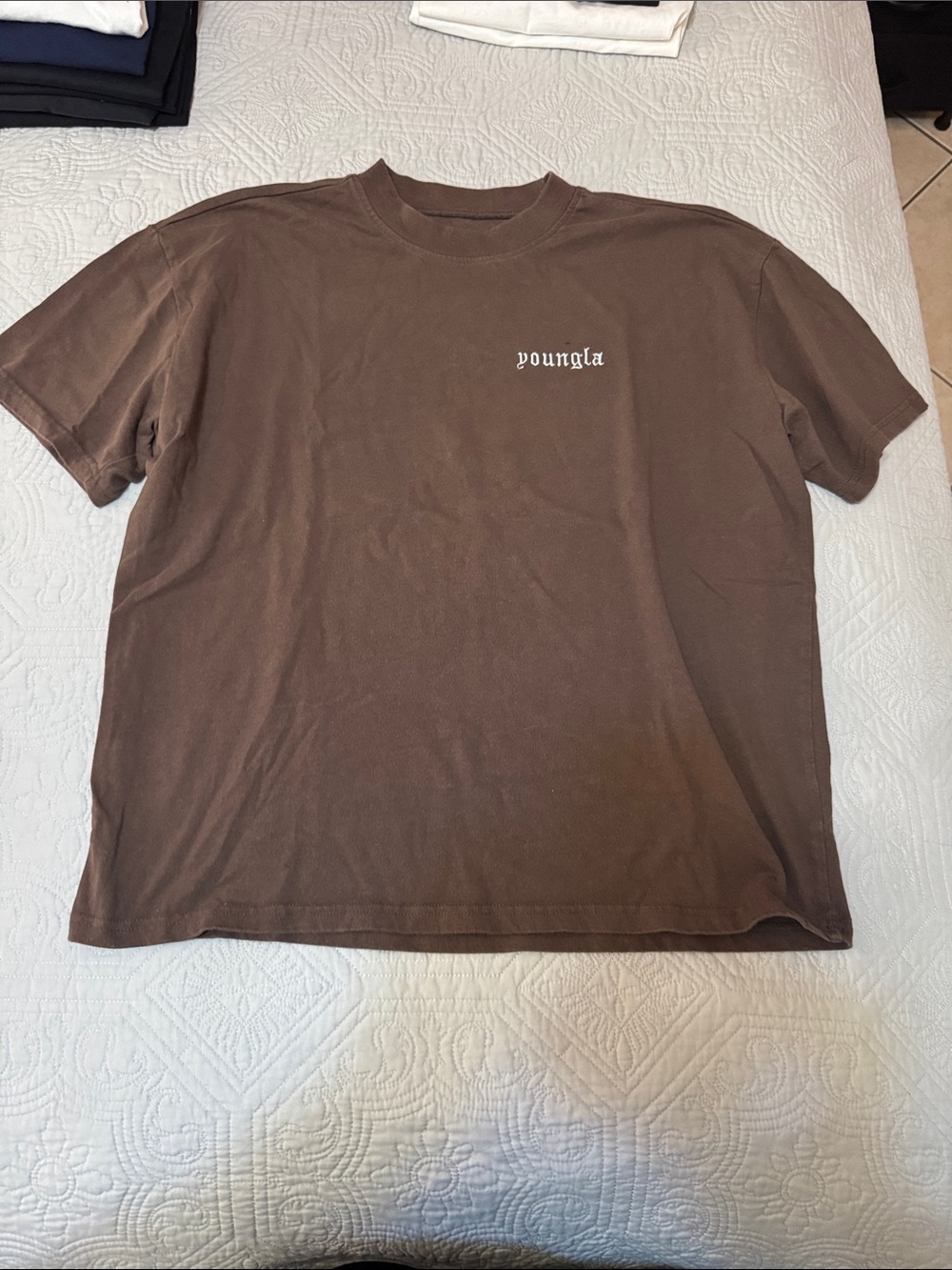 YoungLA Brown Short Sleeve Crewneck T-Shirt with Chest Logo